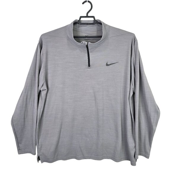 Mens Nike Dri-Fit Standard Fit Gray Pullover Shirt 1/4 Zip Long Sleeve Size 3XLT - Picture 1 of 8